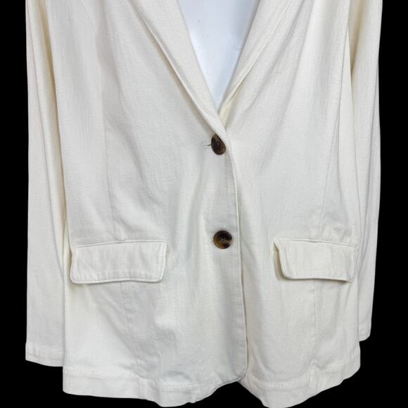 Isaac Mizrahi Live! Knit Denim Classic Slimming Blazer Cream X-Large Career - Picture 9 of 13